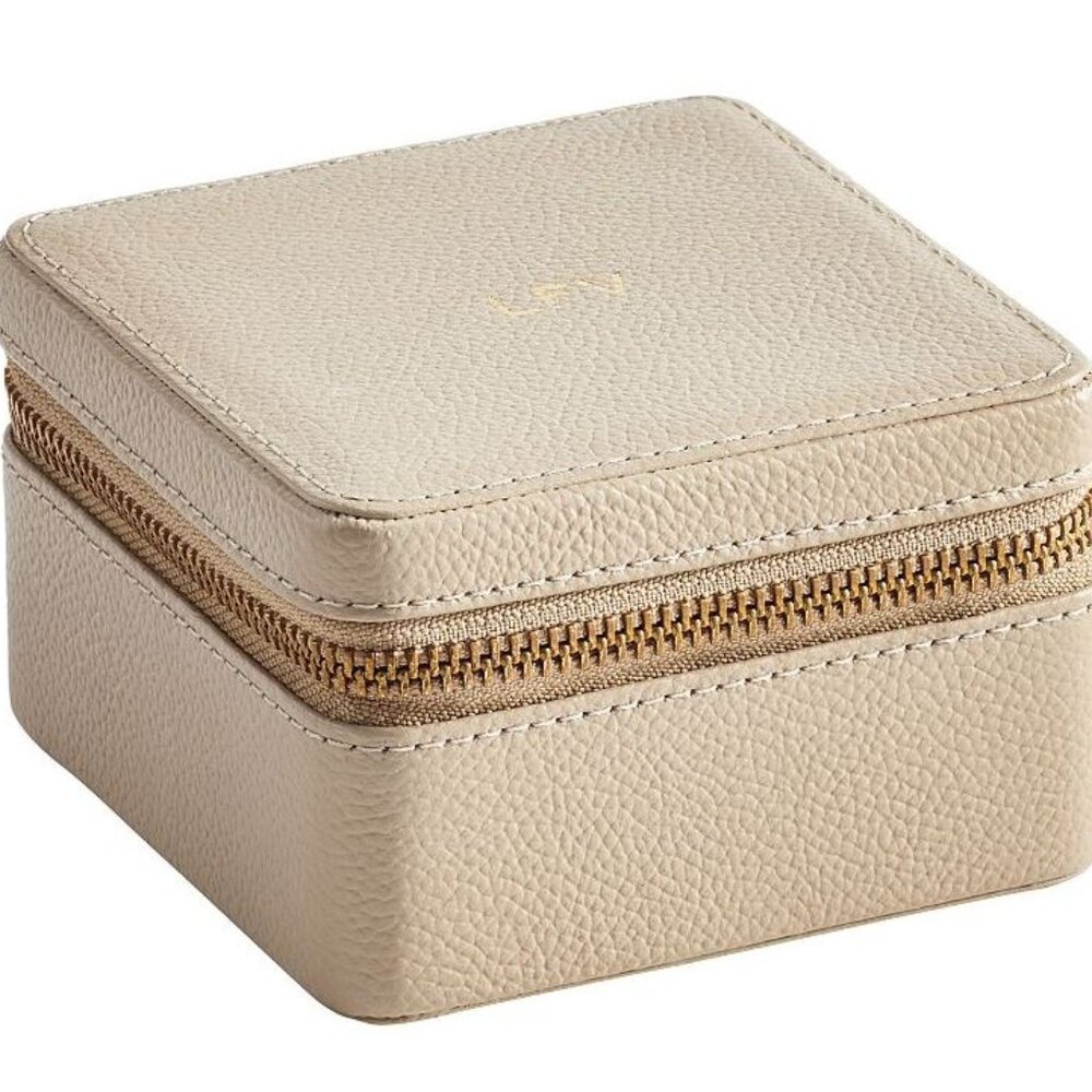 NEW Pottery Barn Quinn Jewelry Travel Case, Foil Debossed, Petite - Fawn